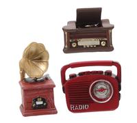Sosoport Retro Gramophone Ornaments Decor Doll House Faux Record Player Ornament Mini Phonograph Miniature Record Player Resin Coffee