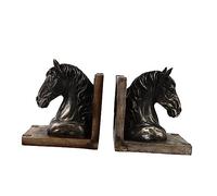 Sosoport Retro Resin Horse Head Bookends Decorative Desktop Book Fixators for Bookshelf Mounting Practical Vintage Style Book Stopper for Office and Home Study
