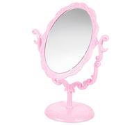 Sosoport Retro Shaped Desktop Mirror with Stable Base Single Sided Vanity Mirror for Makeup and Dressing Table in Pink High Definition Reflection