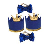 Sosoport Reusable Pet Birthday Party Crown Hat Set with Bow Tie Comfortable Lightweight Hat for Dogs and Cats Fit for All Breeds Celebration Accessories