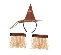 Sosoport Scarecrow Cosplay Accessory Set with Raffia Straw Hat Headband and Soft Wrist Ties for Halloween Parties and Harvest Festival Costume Comfortable and Complete Kit for Adults