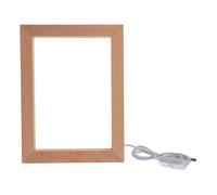 Sosoport Solid Wood Photo Frame Warm LED Lighting 230x170x20mm Rustic Picture Frame Acrylic Switch Living Room Bedroom Display Random Style