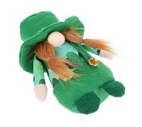Sosoport St Patrick's Day Gnome Doll Decoration with Green Hat and Clover Pattern Non Woven Shamrock Ornament for Party Home Table Window Display Festive Holiday Decor