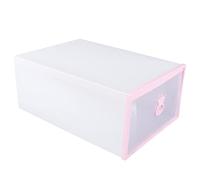 Sosoport Stackable Transparent Drawer-style Plastic Shoes Organizer Box with Pink Frame for Men and Women Window Shoe Storage Case for Closet and Wardrobe Multi-purpose Storage for