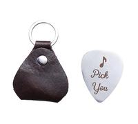 Sosoport Stainless Steel Guitar Pick Keychain Guitar Picks Holder Case Keyring Valentine's Day Thumb