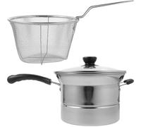 Sosoport Stainless Steel Noodle Pot 22cm Multi-Functional Cooking Pot with Steamer and Milk Sauce Pan for Home Kitchen Heating Stew and Soup Preparation Random Style