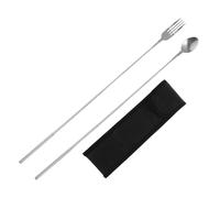 Sosoport Stainless Steel Telescopic Utensils Portable Fork and Spoon with Storage Bag for Camping Picnic Hiking Lightweight Reusable Tableware