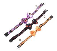 Sosoport Stylish Polyester Cat Collar Halloween Bow Tie and Bell 3pcs Pack Comfortable for Small Pets