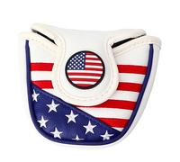 Sosoport Thick Pu Leather Mallet Putter Cover Usa Flag Style Machine Washable Club Head Protection
