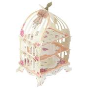 Sosoport Three-Layer White Birdcage Wedding Cake Stand Rose Decoration, Paper Cake Holder for Party, Birthday, and Dessert Display Rack