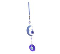 Sosoport Turkish Blue Evil Eye Moon Wall Hanging Ornament Lightweight Protection Amulet for Car Home Office Decoration with Smooth Detailed Workmanship