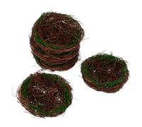 Sosoport Unique Playthings Easter Artificial Nests Decorative Bird Nests 5 Pack Handwoven Natural Rattan Craft