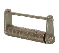 Sosoport Vintage Antique Combination Padlock Large Retro Brass Password Lock with Five-Wheel Code, Old-Style Chinese Style Padlock for Drawers, Suitcases, and Cabinets