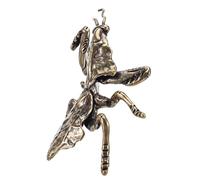 Sosoport Vintage Brass Praying Mantis Figurine Miniature Retro Insect Sculpture for Feng Shui Garden Decor Office Desktop Collectible Animal Ornament