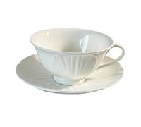 Sosoport Vintage Ceramic Cup Saucer French Style Porcelain Coffee Mug for Afternoon Tea Smooth Large Opening Drinking Cup with Bright Color and Comfortable Touch for Coffee Tea Juice