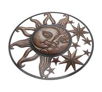 Sosoport Vintage Copper Sun and Moon Iron Art Wall Decor Metallic Pattern Ornament with Stylish Texture Stable and Smooth Polished Metal for Indoor Outdoor Garden Decoration