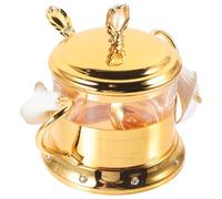 Sosoport Vintage European Style Spice Container with Spoon Metal Condiment Canister for Kitchen and Dining Decorative Storage Jar for Seasoning and Candy Elegant Nordic Design