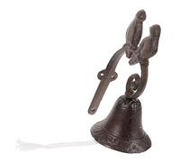 Sosoport Vintage Metal Hanging Doorbell with Dual Birds Decor Handcrafted Cast Iron Wall Mounted Door Bell for Front Door Garden Decoration Easy Installation Traditional Style