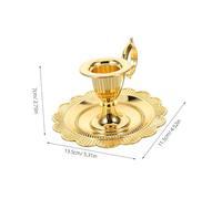 Sosoport Vintage Metal Pillar Candle Holder Plate Sturdy Antique Taper Candlestick Stand for Dinner Fireplace Church Decor Decorative Candlelight Tray Gold Tone for Romantic Table Setting