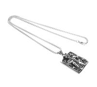 Sosoport Vintage Stainless Steel Necklace with Zircon Pendant, Unisex Design, Hip Hop Gothic Style, Silver Colour, Fade Resistant Chain for Party and Everyday Wear