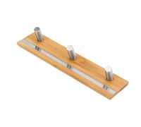 Sosoport Wall Mounted Adhesive Coat Hook Rack in Stainless Steel | Bamboo Detail, Simple Stylish Look, Quick Setup, for Coats and Hats in Shower Area or Closet
