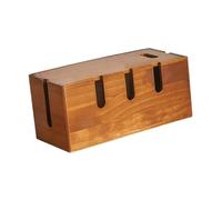Sosoport Wooden Cable Organizer Box for Desk Cord Management Safe Power Strip Storage with Tangle Prevention Modern Solid Wood Design for Home and Office Wire Concealing and Organization