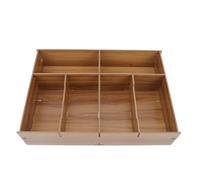 Sosoport Wooden Cash Organizer Box with 6 Walnut Compartments, Multi-Grid Coin and Banknote Storage Drawer for Office and Supermarket Change Management