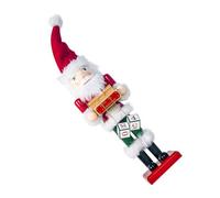 Sosoport Wooden Painted Santa Claus Doll Christmas Ornament Nutcracker Soldier Adornment Festive Table Decoration Christmas Supply for Home