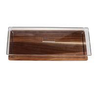 Sosoport Wooden Rectangular Cake Display Stand with Acrylic Lid, Pastry Display Case and Charcuterie Board for Bakery Desserts, Loaf Cakes, Cheese, and Party Serving Tray