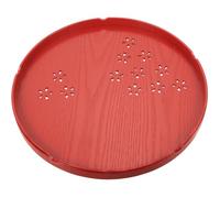Sosoport Wooden Snack Holder Red Cherry Blossom Hollow Carved Storage Tray 30cm Multipurpose Serving Plate for Wedding and Home Dining