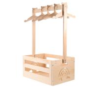 Sosoport Wooden Storage Basket with Hangers, Rectangular Nursery Crate | Natural Timber Finish, Reinforced Frame and Rounded Edges, for Shower Gifting and Crib-side Storage
