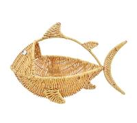 Sosoport Woven Fish Shape Basket Cartoon Design Storage Basket for Fruit Vegetables Snacks Imitation Rattan Material Serving Organizer for Kitchen and Living Room