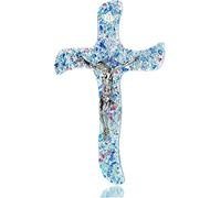 Sospiri Venezia Crucifix in Murano Glass Decorated Religious Wall Cross Objects Venice Gift Idea Made in Italy (cm17x26)