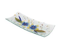 SOSPIRI VENEZIA Tidy Tray Ornament Plate Decor Floral Murano Glass Centerpiece Home Furnishing Decor Gift Handmade Made in Italy (Blue Lily cm30x13 Rectangular)