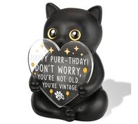 SOSREBEDR “Happy Purrthday” Cat Humorous Special Inspirational Gifts for Pet Owner Women Wife Mom Coworker Colleague Daughter Friend, Funny Ideal Birthday Christmas Home Office Decor Figurines SHM11