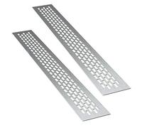 sossai® Aluminium Ventilation Grille - Alucratis (Pack of 2) | Rectangular - Dimensions: 44 x 6 cm | Colour: Stainless Steel | Brushed