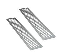 sossai® Aluminium Ventilation Grille - Alucratis (Pack of 2) | Rectangular - Dimensions: 44 x 8 cm | Colour: Aluminium | Anodised