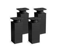 sossai® Design Furniture feet MFV1 | Height Adjustable | Set of 4 | Square Profile: 40 x 40 mm | Color: Black matt | Height: 120mm (+ 20mm) | Material: Aluminum | Wood Screws Included