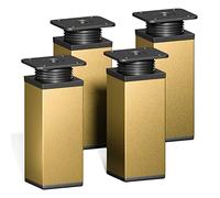 sossai® Design Furniture feet MFV1 | Height Adjustable | Set of 4 | Square Profile: 40 x 40 mm | Color: Gold | Height: 100mm (+ 20mm) | Material: Aluminum | Wood Screws Included