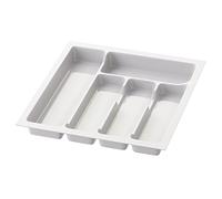 Sossai Divio Cutlery Insert for 45cm Wide Drawers, 38x43cm - Cutable, 5 Compartments, White, Plastic Cutlery Tray for Kitchen Drawers