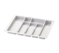 Sossai Divio Cutlery Tray for 60 cm Wide Drawers, 53 x 43 cm - Can be Cut to Size, 7 Compartments, White, Organiser for Plastic Cutlery Drawers