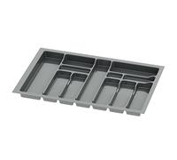 sossai® Divio Cutlery Tray for 80 cm Drawers, 73 x 49 cm (Width x Depth), Can Be Cut To Size, 12 Compartments, Colour: Anthracite, Cutlery Tray Organiser System