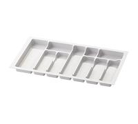 Sossai Divio Cutlery Tray for 80cm Wide Drawers, 73x43cm - Cutable, 10 Compartments, White, Sturdy Plastic Cutlery Tray for Kitchen