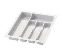 Sossai DIVIO Cutlery Tray Insert for 40cm Wide Drawers 33x43cm - Cutable, 5 Compartments, White, Plastic Cutlery Organizer