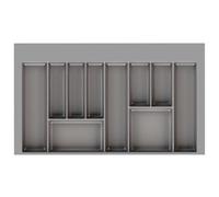 Sossai Divio Grip cutlery insert for drawers 90 cm wide, 85 x 49 cm - shortenable, 10 compartments, colour: anthracite, cutlery organiser made of robust plastic
