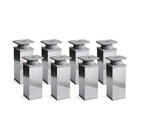 sossai® MFV1 designer furniture feet, height adjustable, set of 8, square profile: 40 x 40 mm, colour: chrome, height: 120 mm (+20 mm), material: aluminium, wood screws included