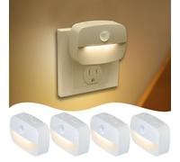 Sossi Motion Sensor Night Light Plug in 4 Pack,10-60Lm Stepless Dimming,3 Light Modes with Memory, Smart Night Lights Plug Into Wall Sensor,Dusk to Dawn Sensor for Bedroom,Toilet,Hallway,Kitchen