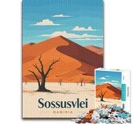 Sossusvlei Namibia Travel Poster Jigsaw Puzzle for Adults, 500 Pieces | Visual matching and sorting: a simple way to organise the image at home.