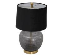 Sostter Black Ribbed Glass Table Lamp With Velvet Shade Black One Size