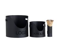 Hill Interiors Logs And Kindling Buckets & Matchstick Holder in Black